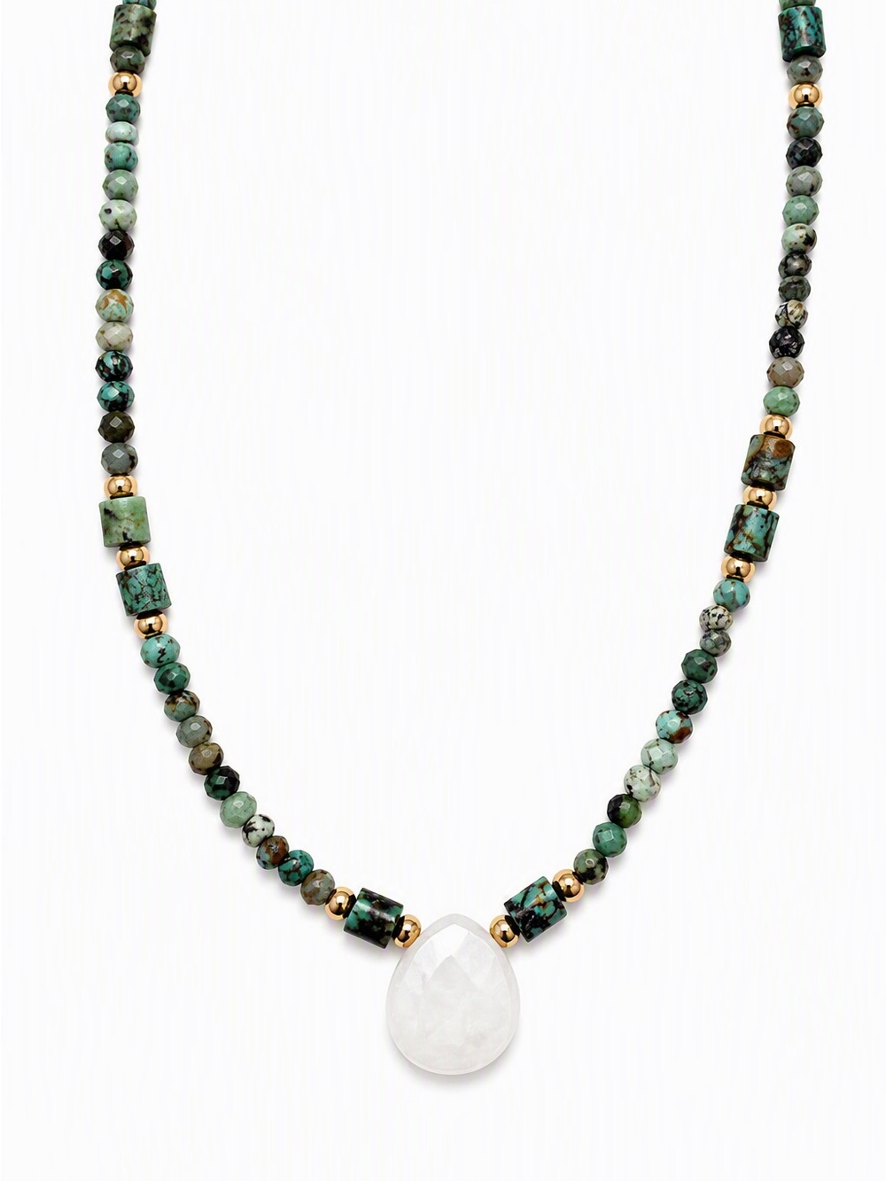 Gorgeous African Jasper and Moonstone Gold Necklace
